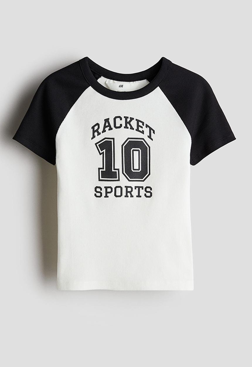 H&M - Print-motif cotton top - white 10