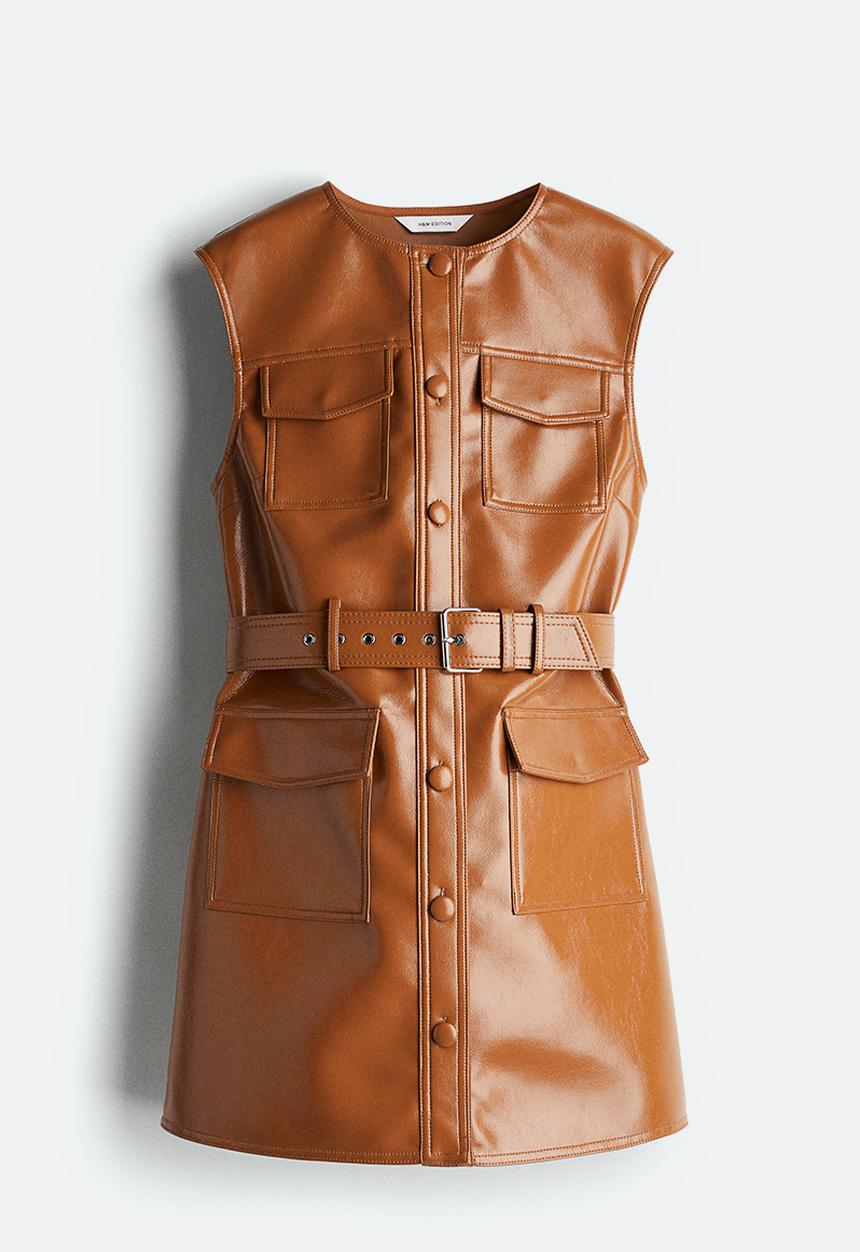 H&M - Coated cargo dress - brown