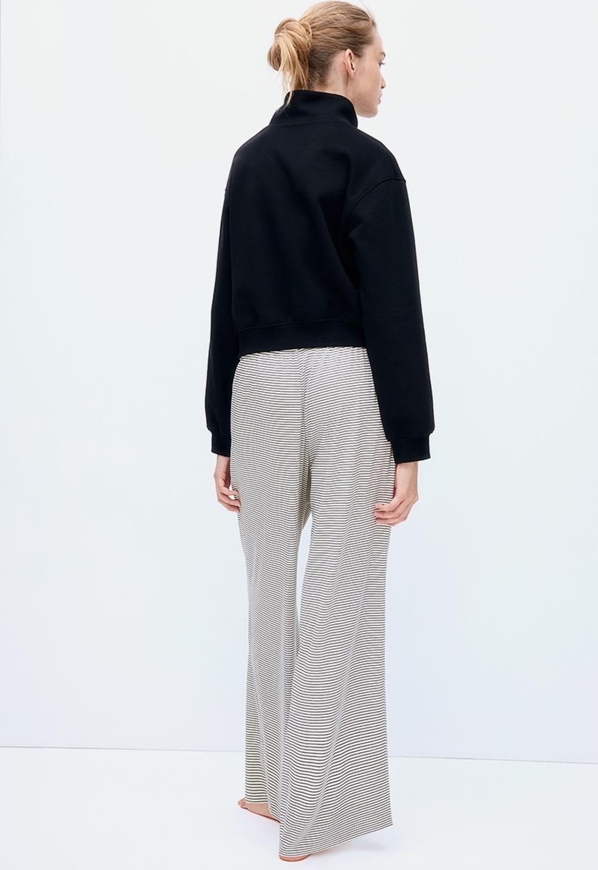 H&M - Straight drawstring trousers - white striped 