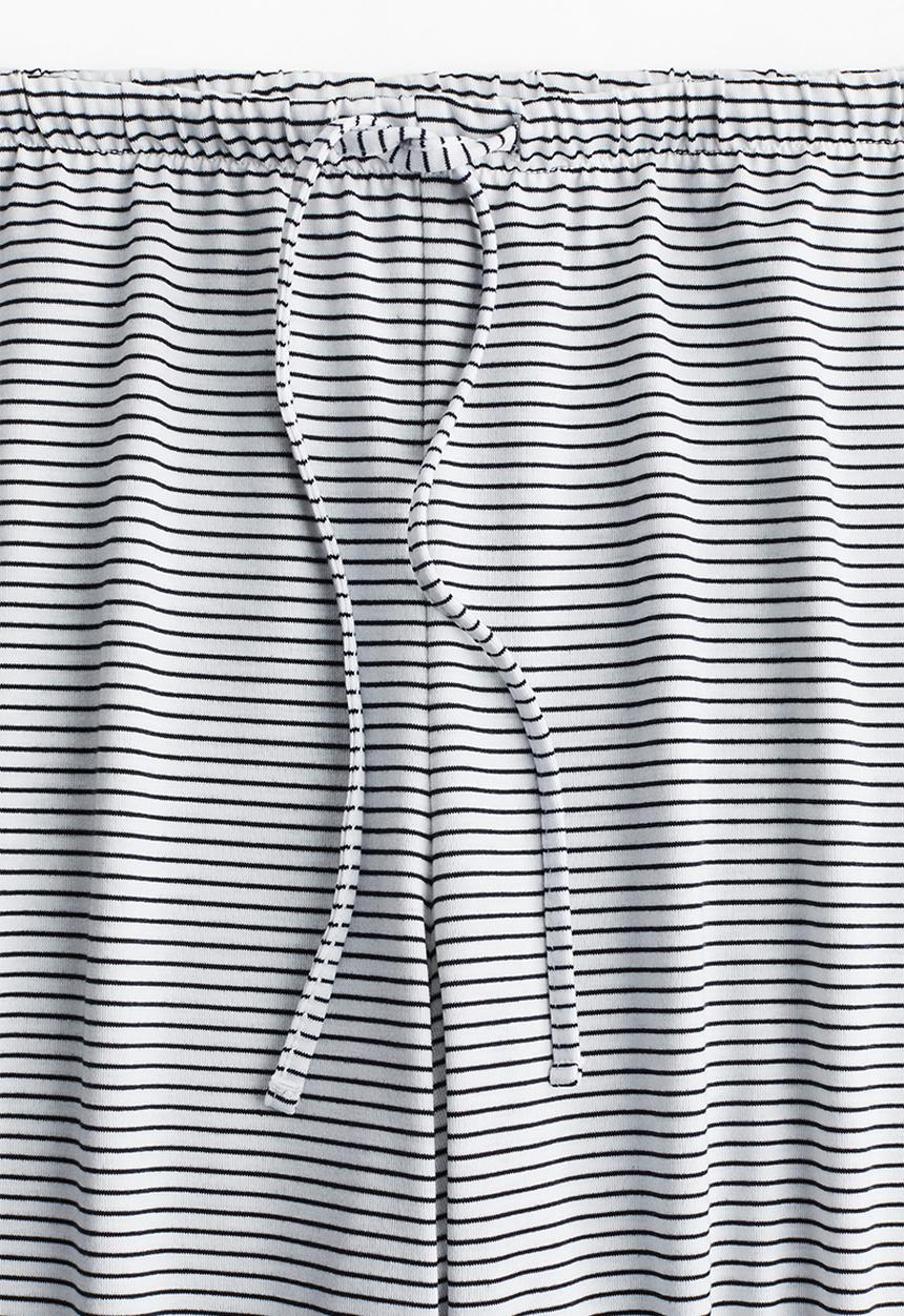 H&M - Straight drawstring trousers - white striped 