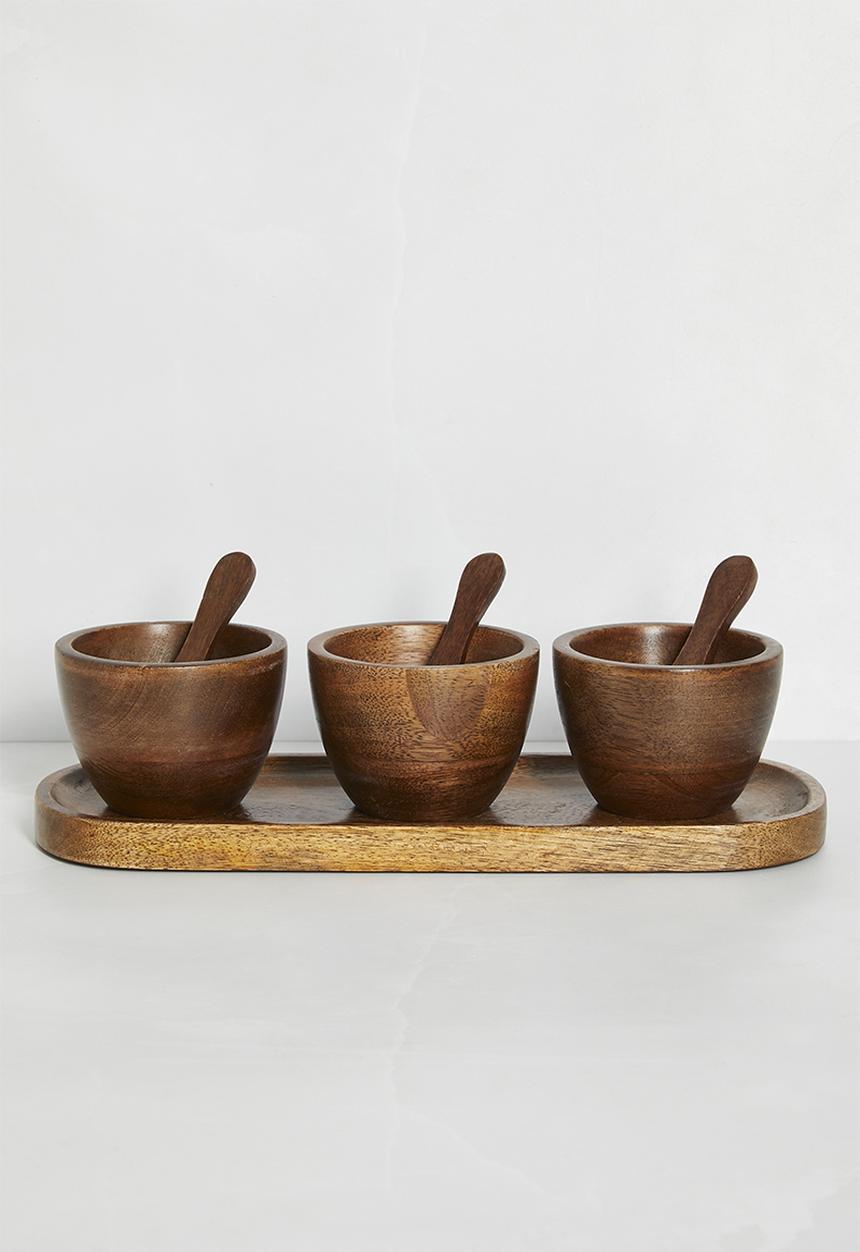 Sixth Floor - Wooden snack bowls set of 3 - Natural