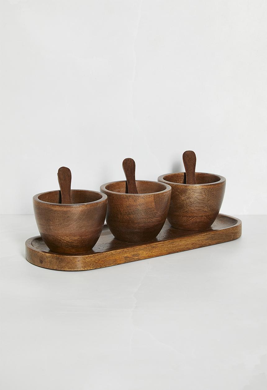 Sixth Floor - Wooden snack bowls set of 3 - Natural