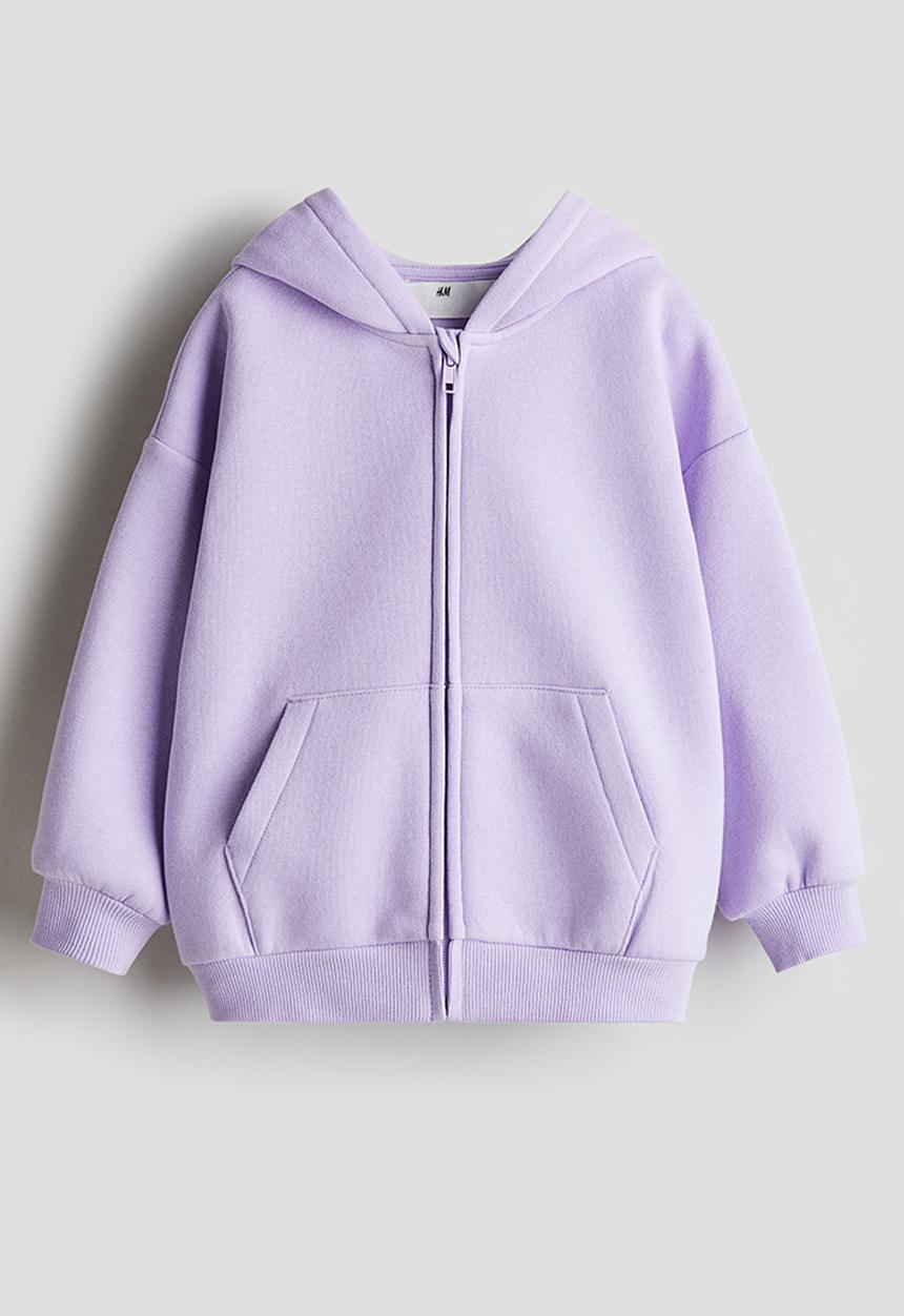 H&M - Oversized zip-through hoodie - light purple