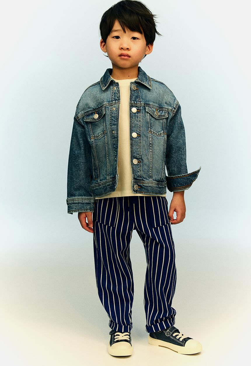 H&M - Textured jersey joggers - bright blue striped