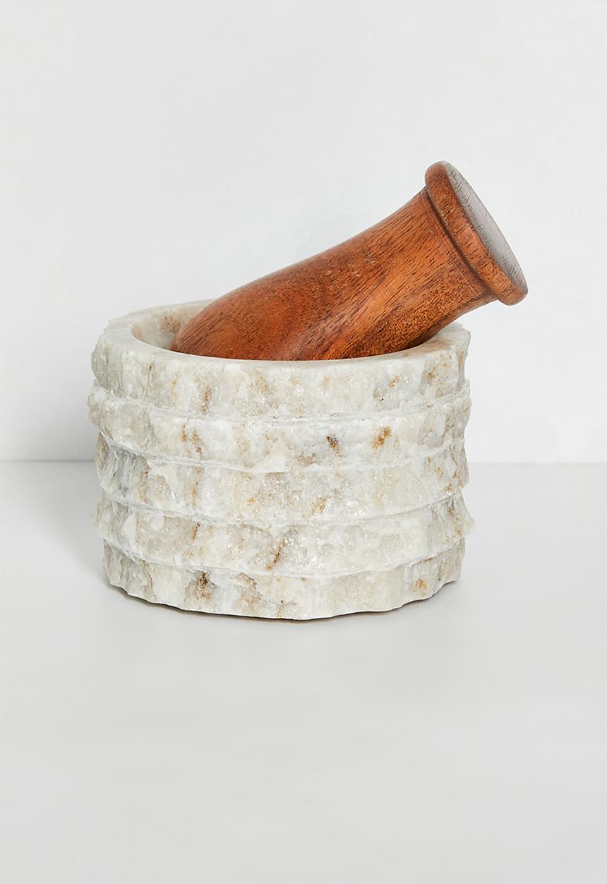 Sixth Floor - Textured sandstone pestle & mortar - Natural