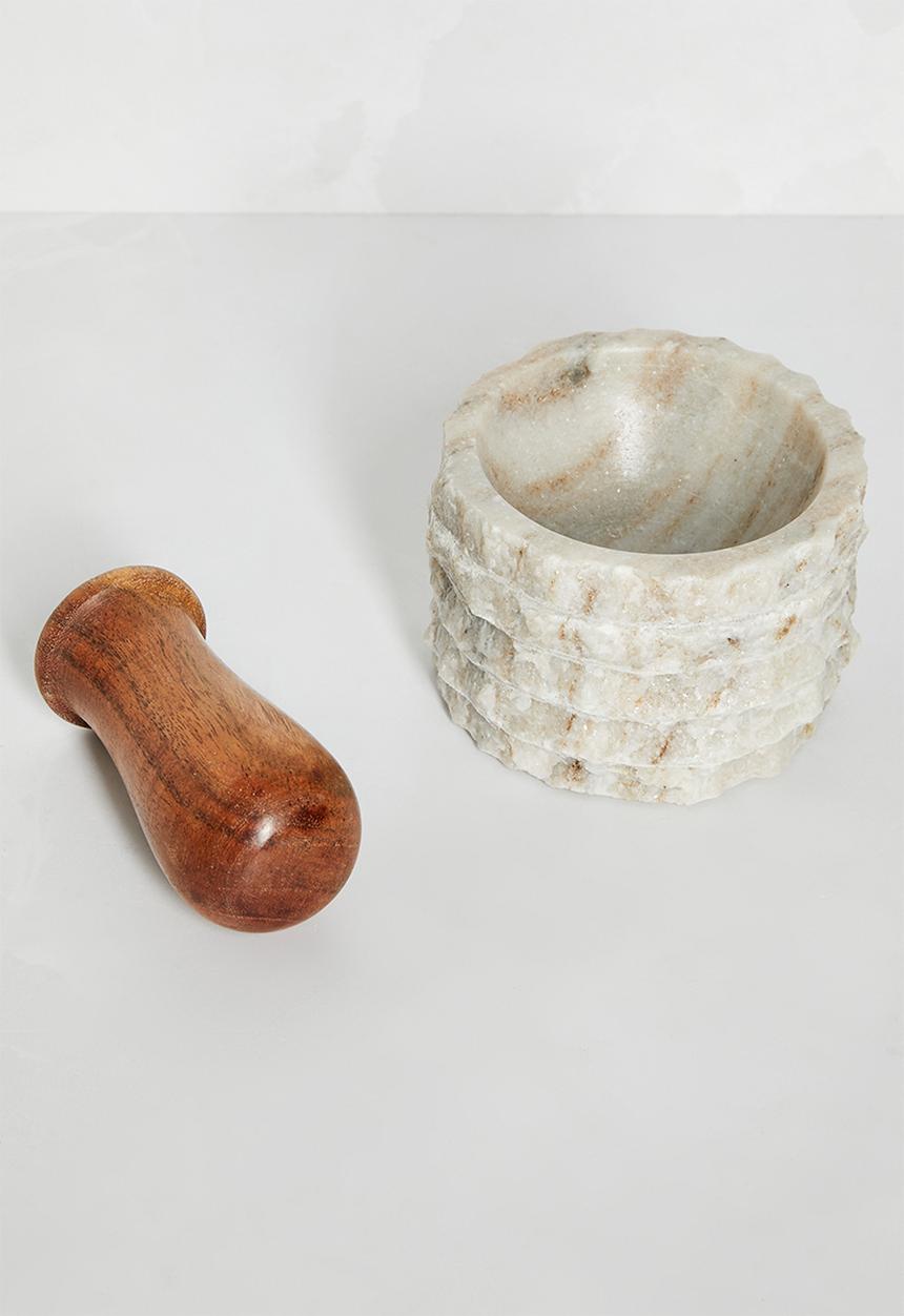 Sixth Floor - Textured sandstone pestle & mortar - Natural