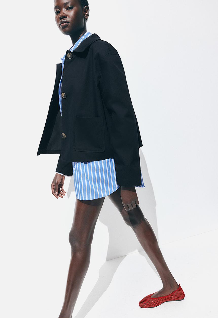 H&M - Collared twill jacket - navy blue