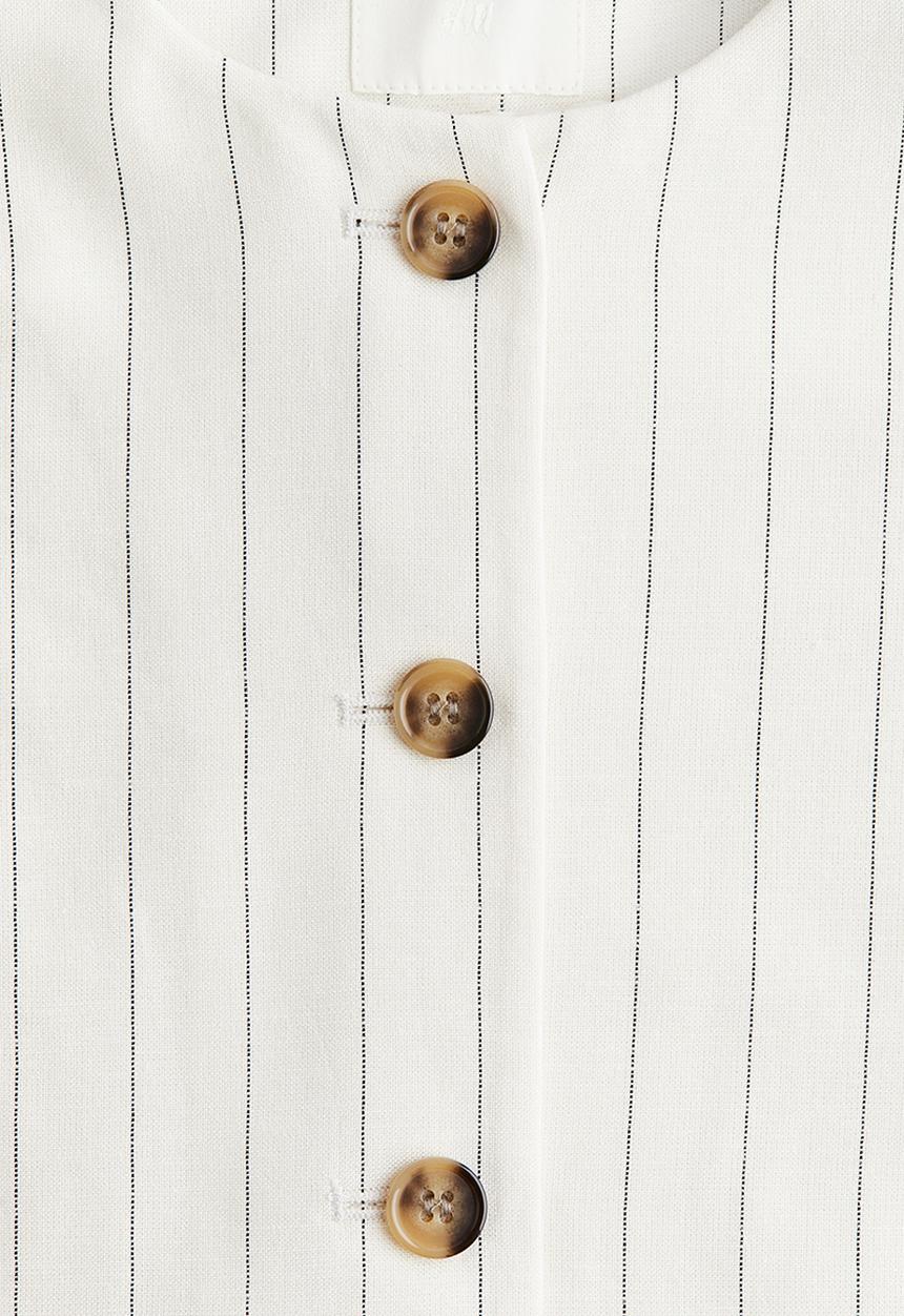 H&M - Waistcoat - cream pinstriped