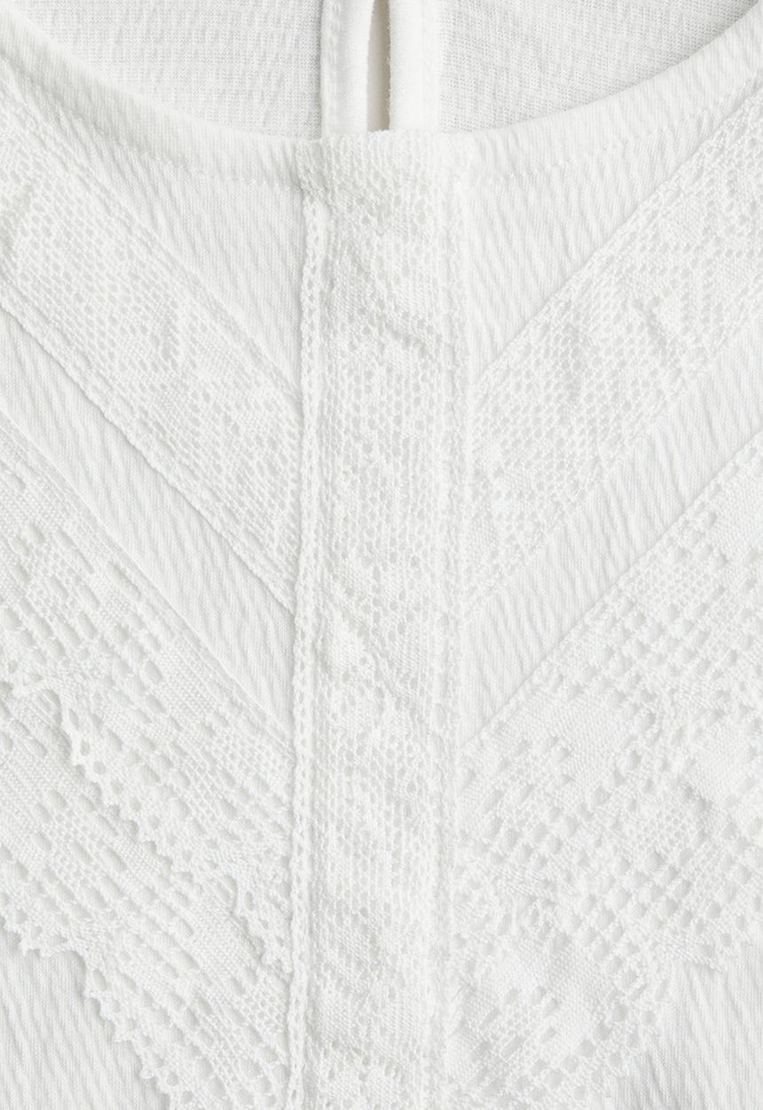 H&M - Lace-detail cotton blouse - white