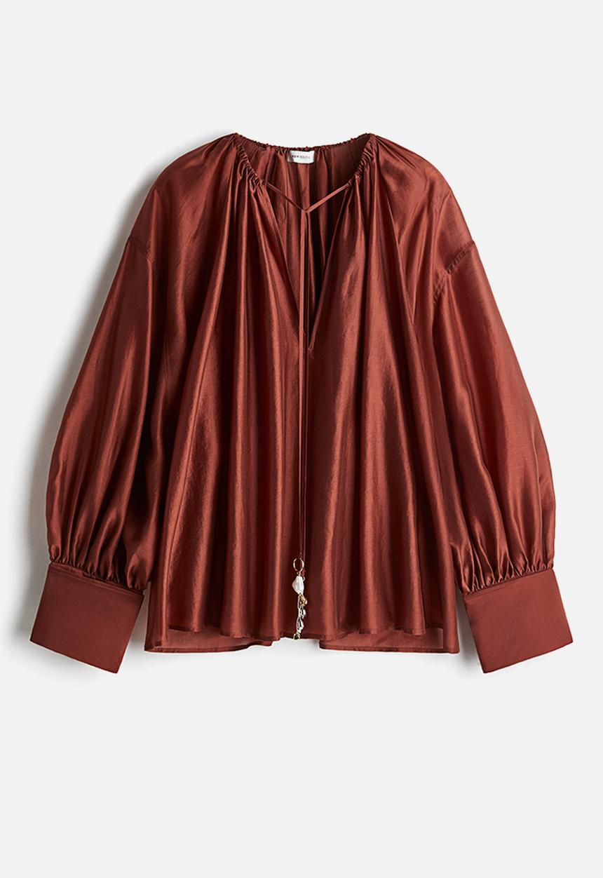 H&M - Lyocell-blend blouse - rust red