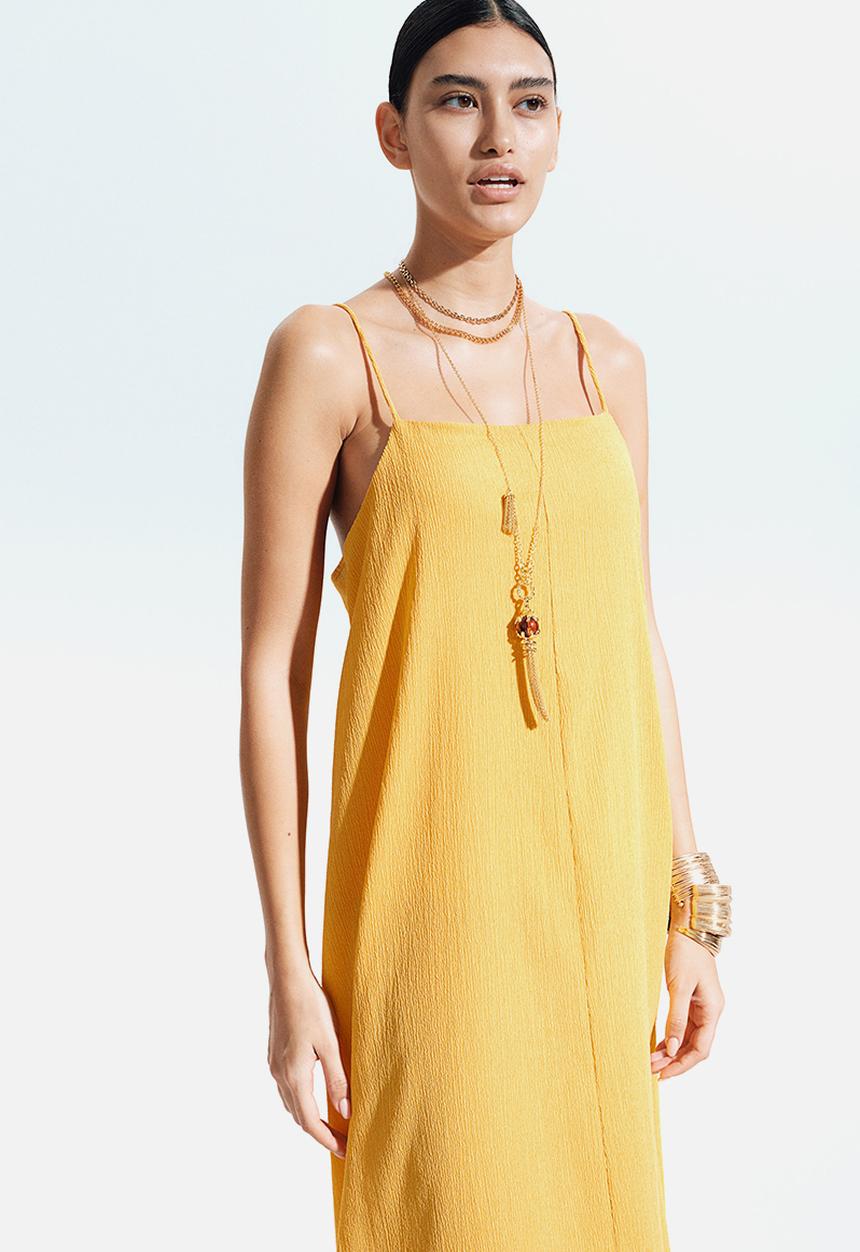 H&M - Crinkled strappy dress - yellow