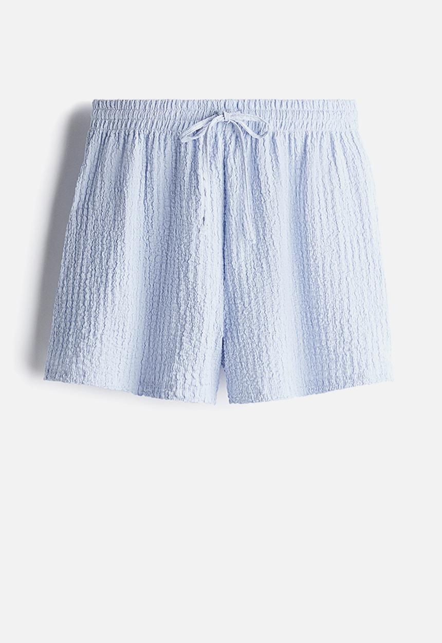 H&M - Crinkled drawstring shorts - light blue