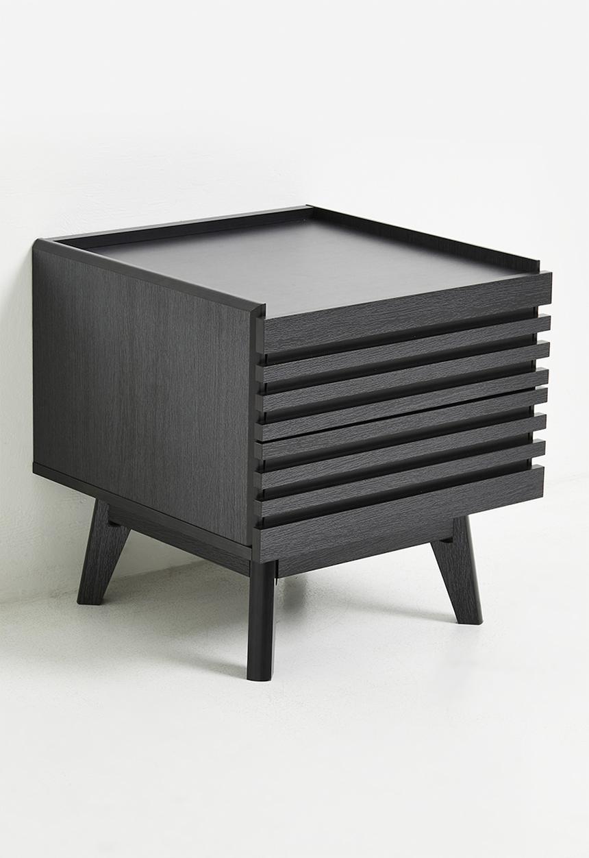 Sixth Floor - Slatted Bedside Table - Black