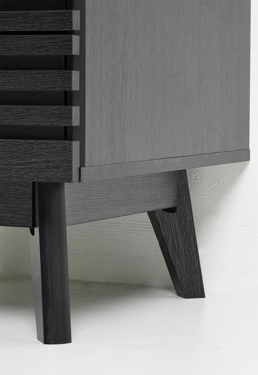 Sixth Floor - Slatted Bedside Table - Black