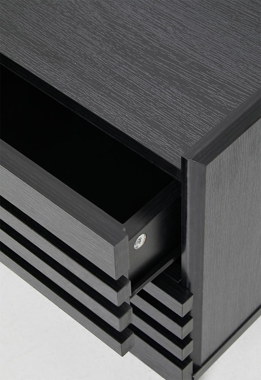 Sixth Floor - Slatted Bedside Table - Black