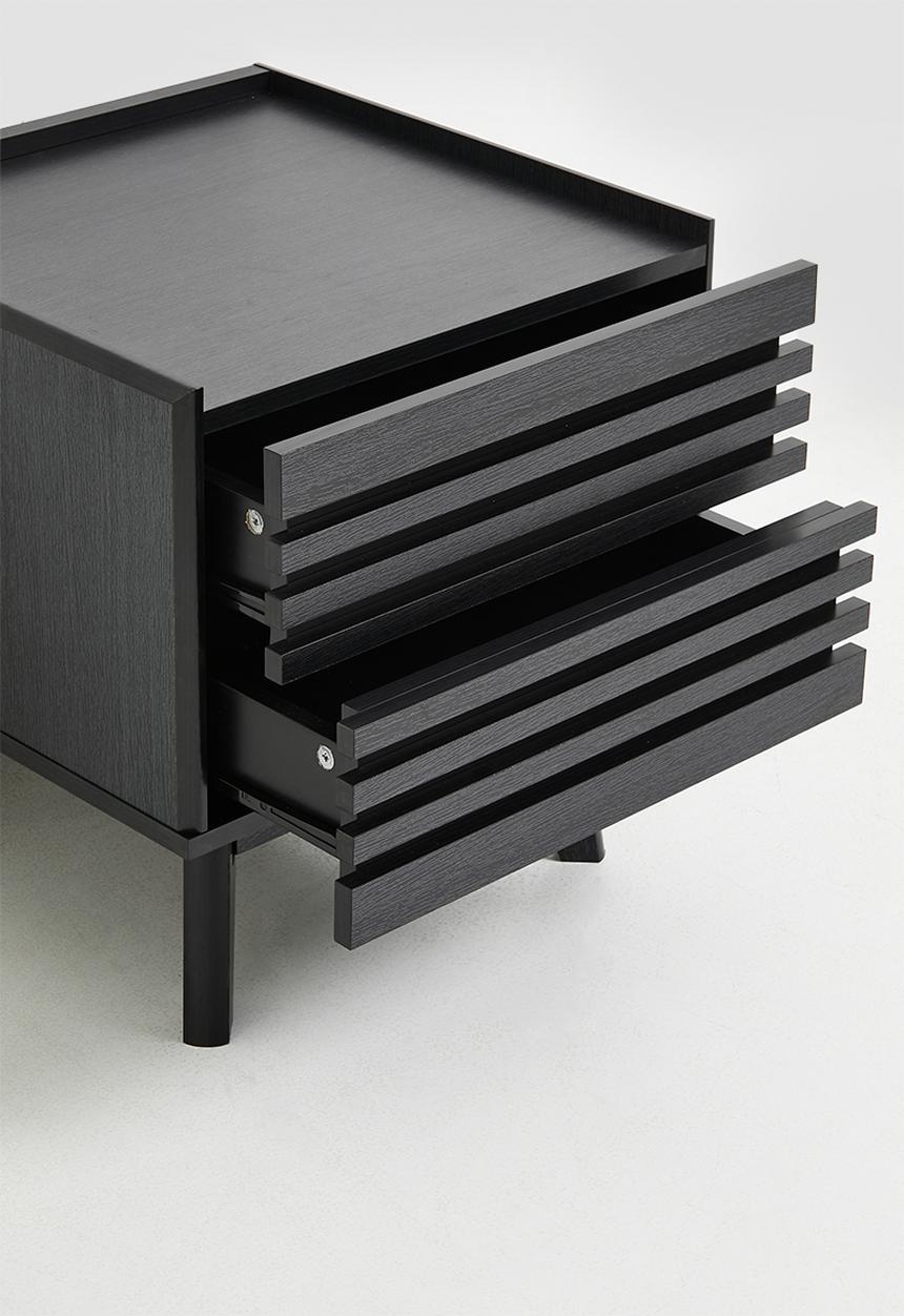 Sixth Floor - Slatted Bedside Table - Black