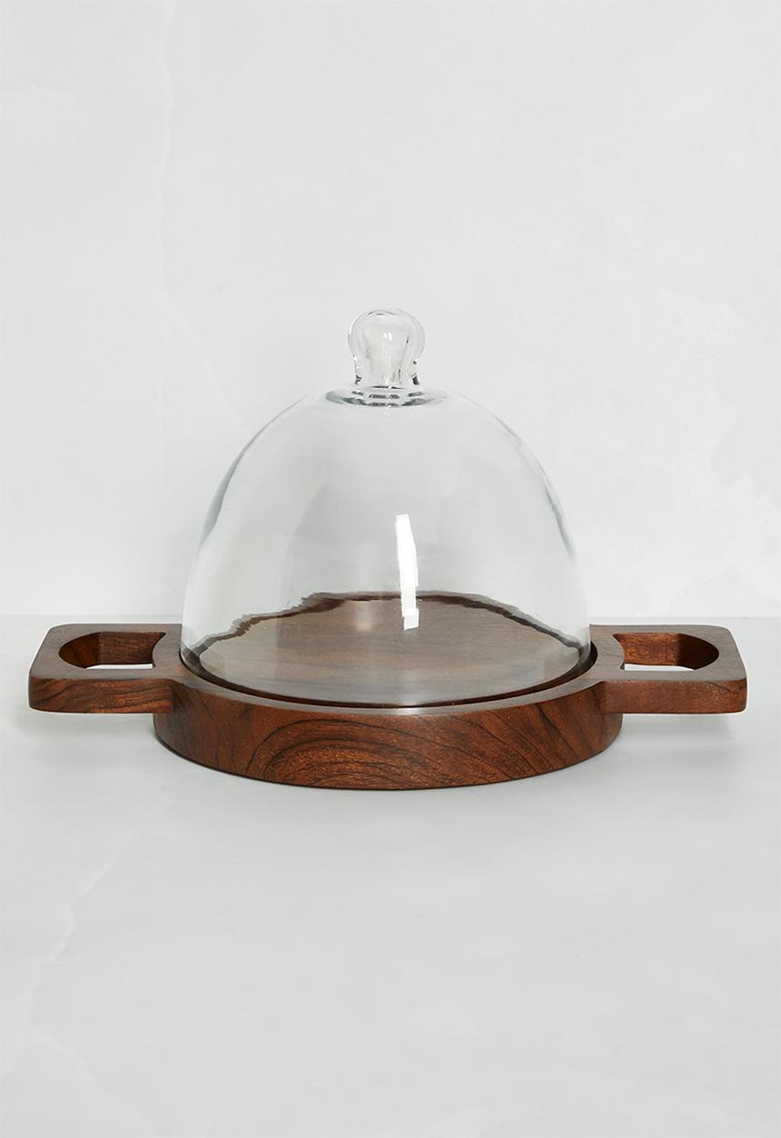 Sixth Floor - Wooden cheeseboard with glass dome - Natural