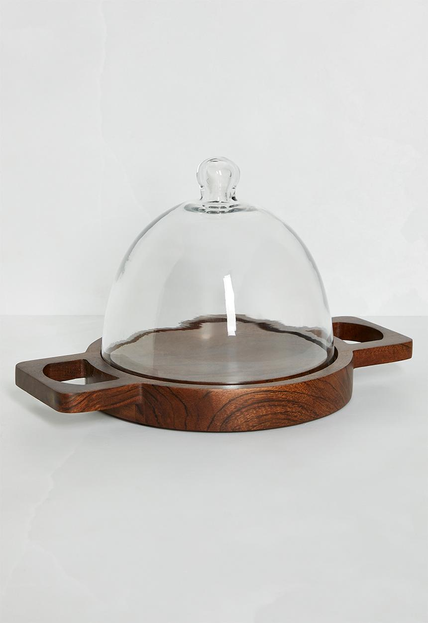 Sixth Floor - Wooden cheeseboard with glass dome - Natural