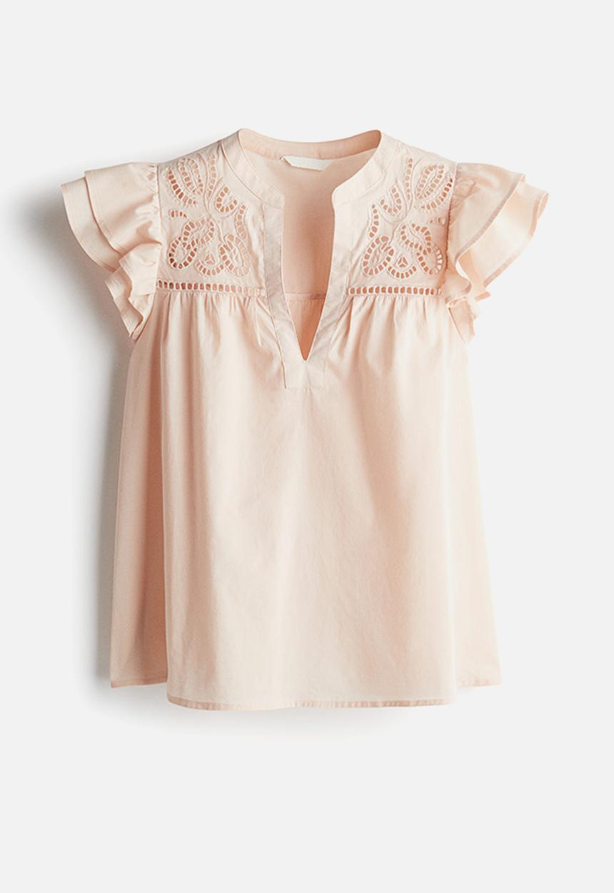 H&M - Broderie anglaise blouse - powder pink 