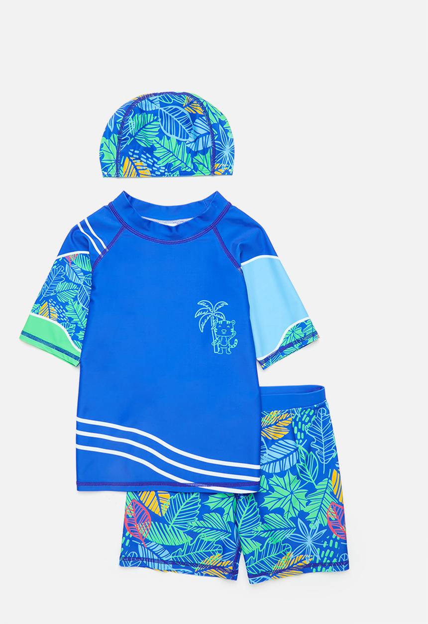 Pop Candy - 3 piece swimset - royal blue/print multi 