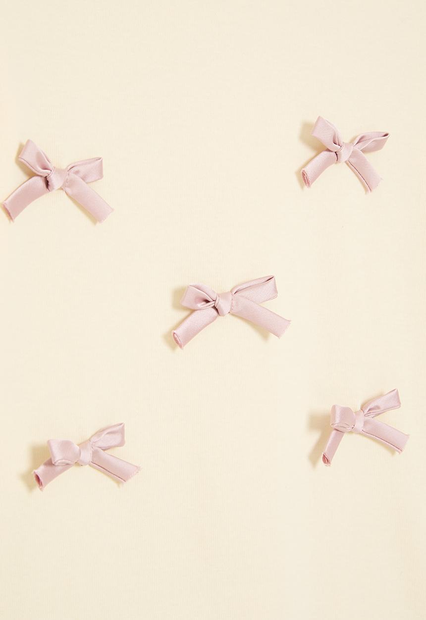 Pop Candy - Bow décor tee - ecru/pink