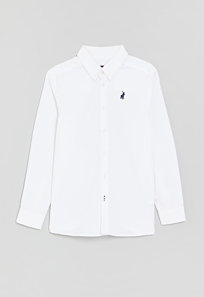 POLO - Core boys nicholas long sleeve shirt - white