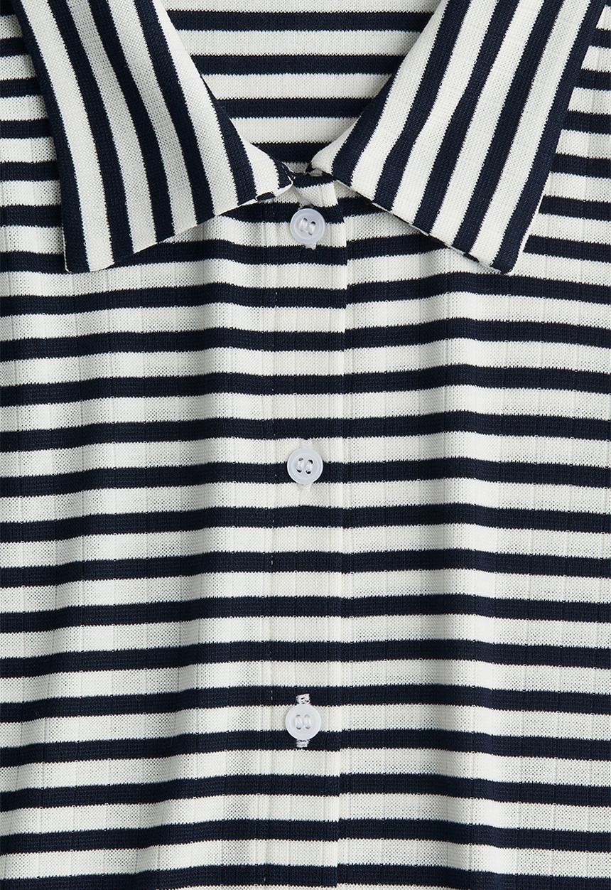 H&M - Ribbed short-sleeved shirt - black striped