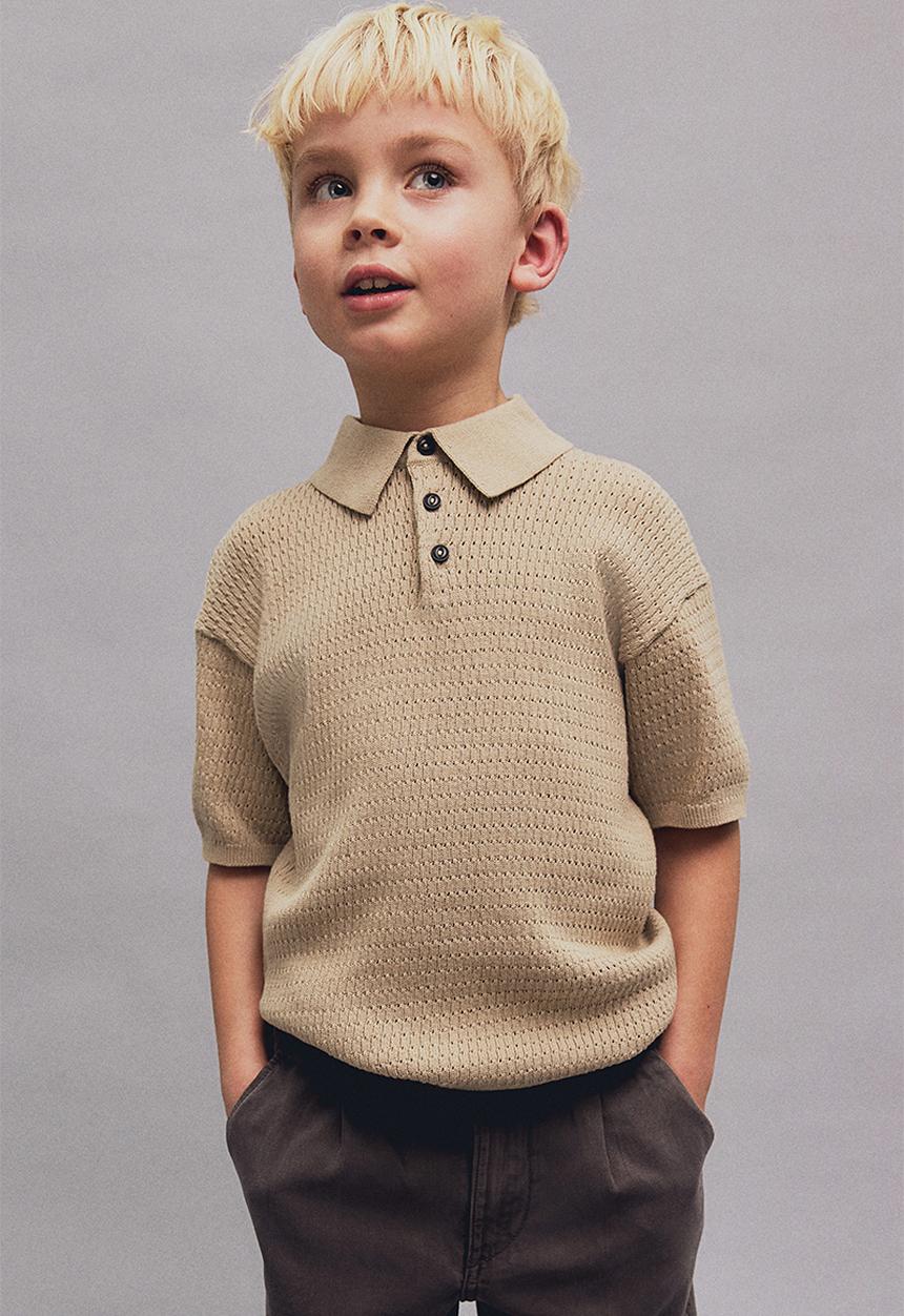 H&M - Cotton-knit polo shirt - beige