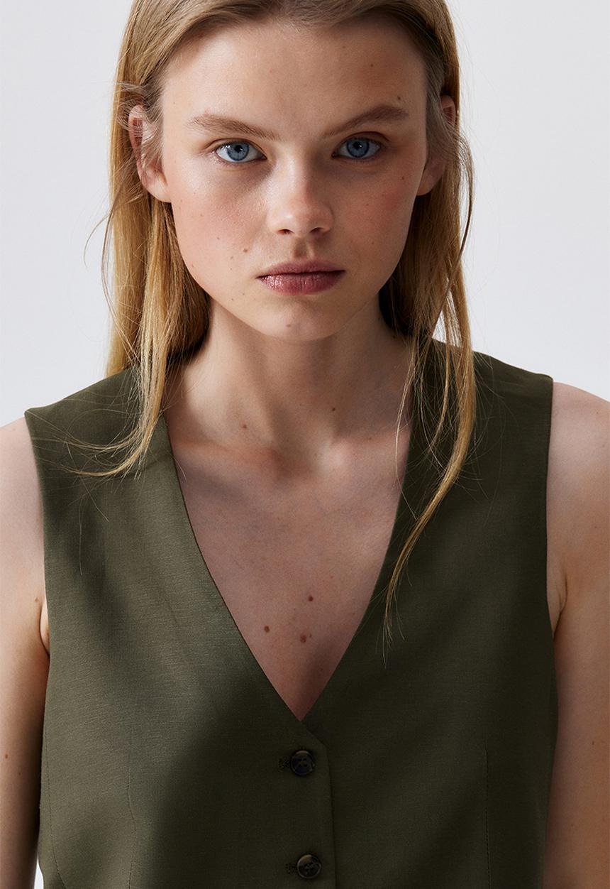 H&M - Tailored suit waistcoat - dark khaki green