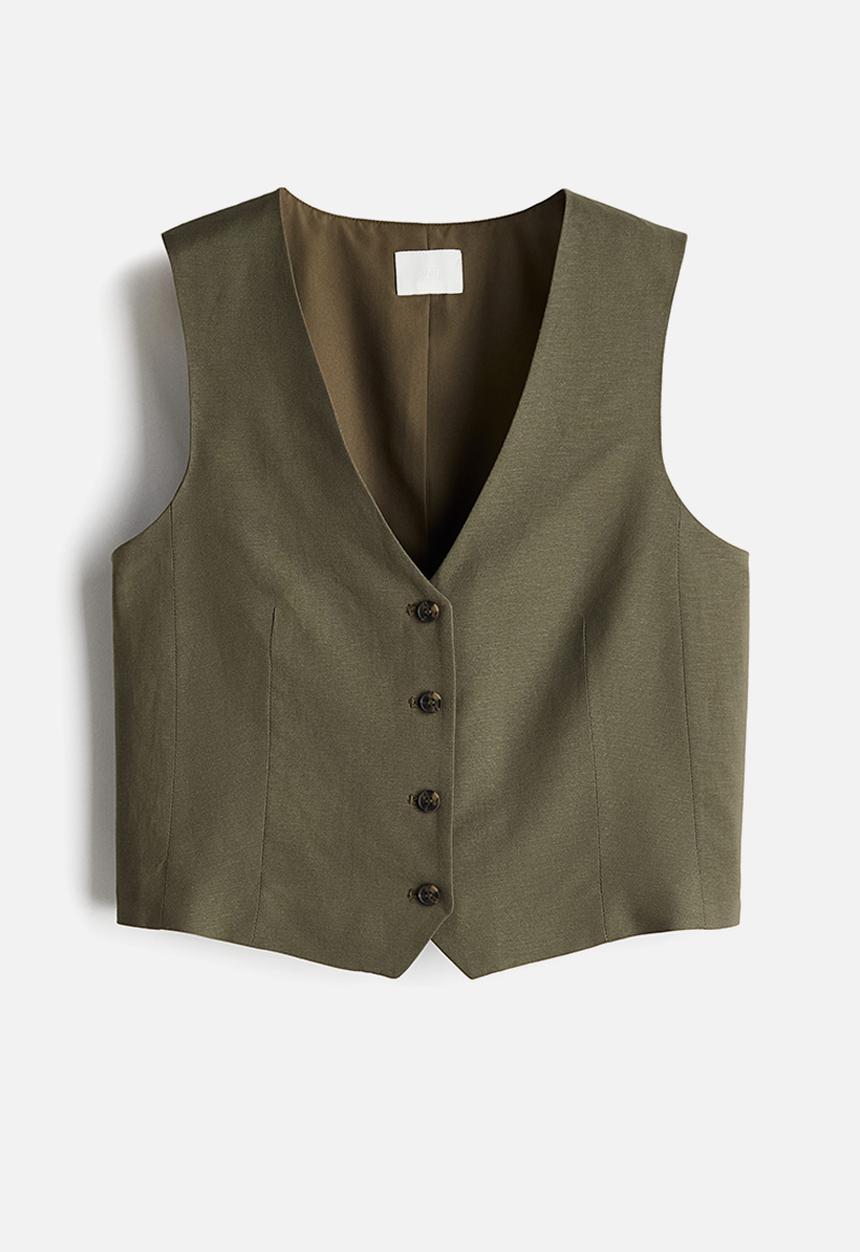H&M - Tailored suit waistcoat - dark khaki green