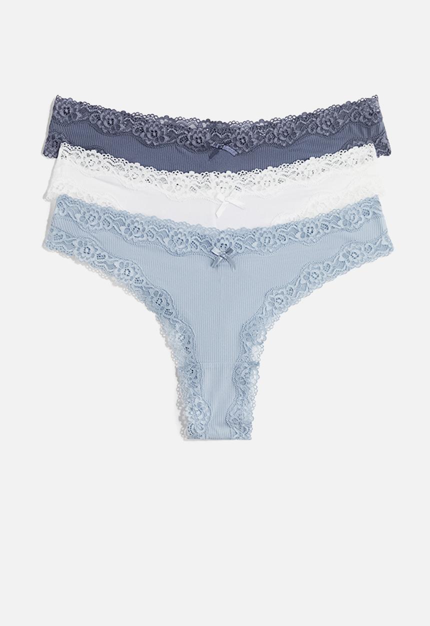H&M - 3-Pack microfibre and lace brazilian briefs - multi