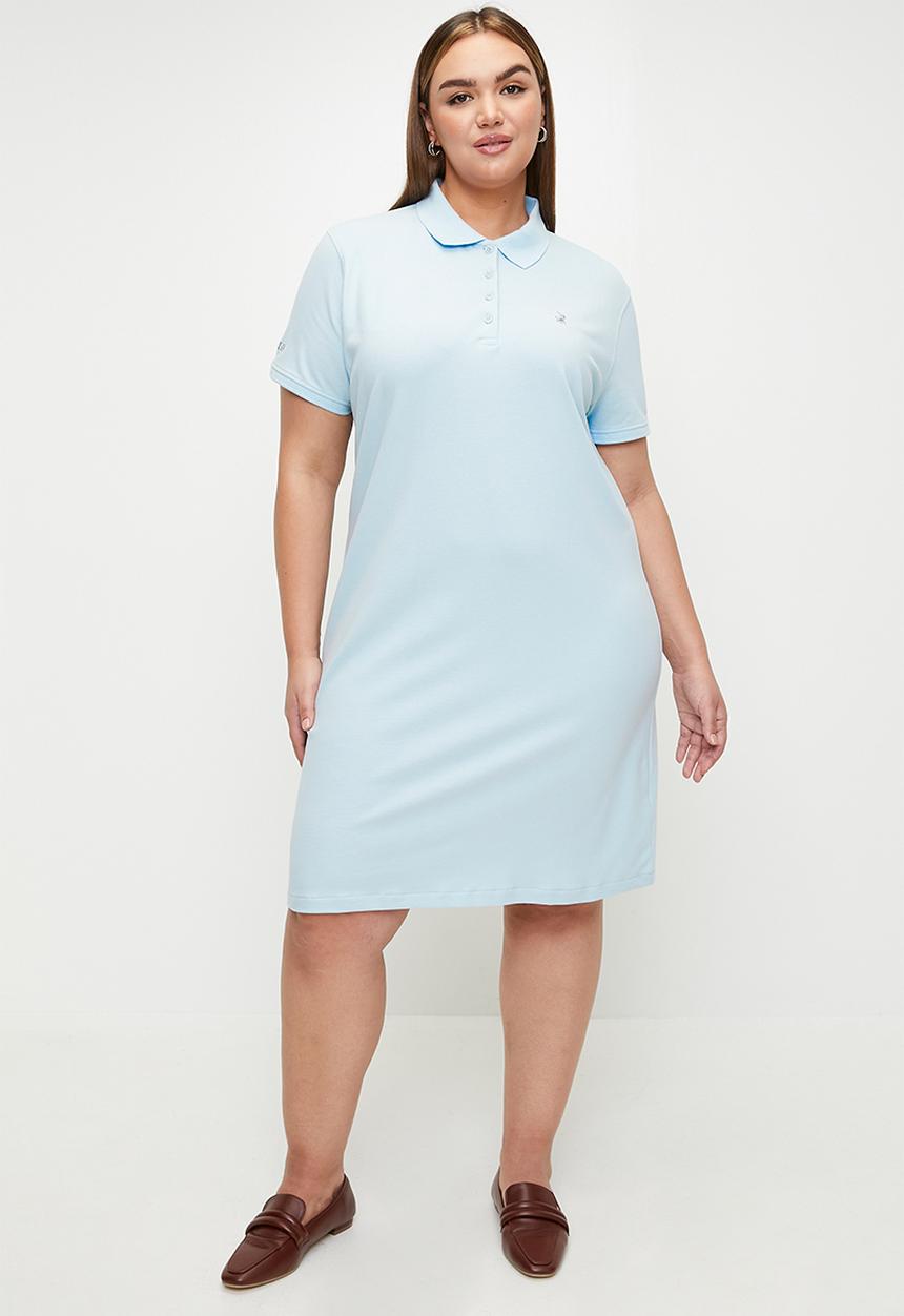 POLO - Plus wmn kathy ss golfer dress - sky blue