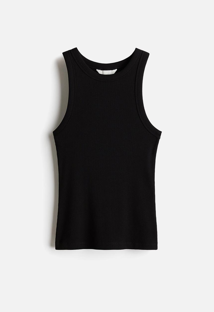 H&M - Ribbed vest top - black