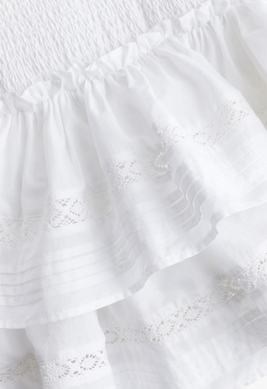 H&M - Lace-inset tiered skirt - white