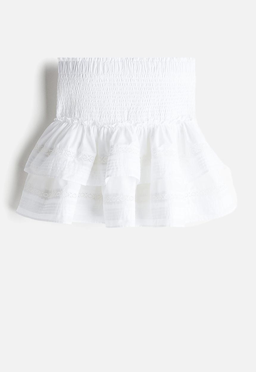 H&M - Lace-inset tiered skirt - white