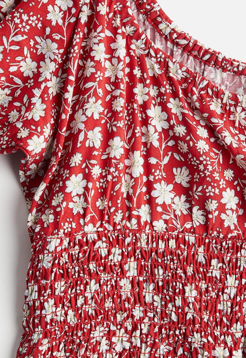 H&M - Smocked viscose blouse - red floral