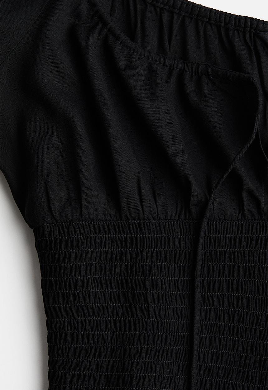 H&M - Smocked viscose blouse - black