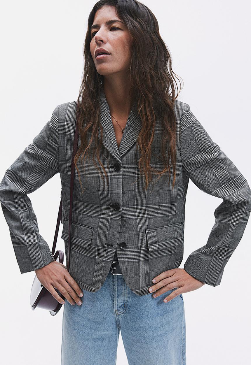 H&M - Single-breasted blazer - black checked