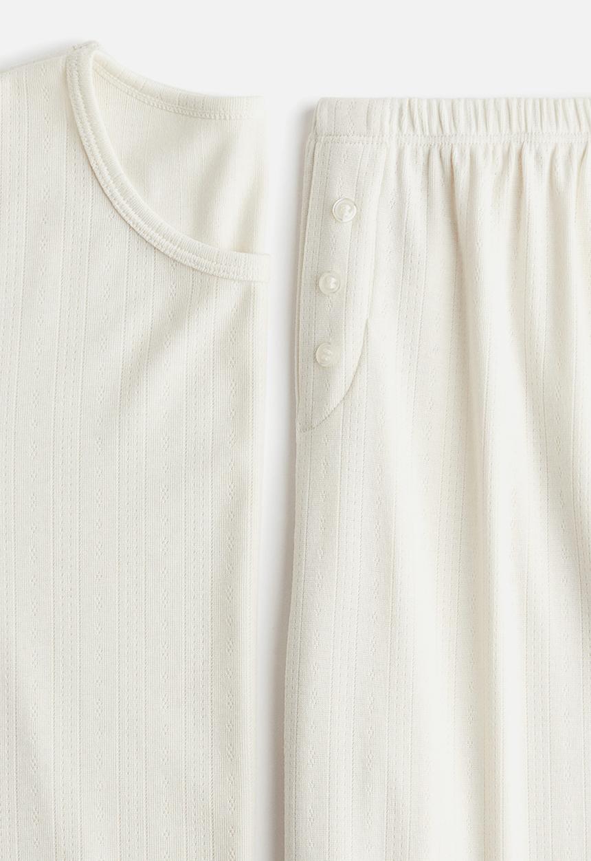 H&M - Pointelle jersey pyjamas - white