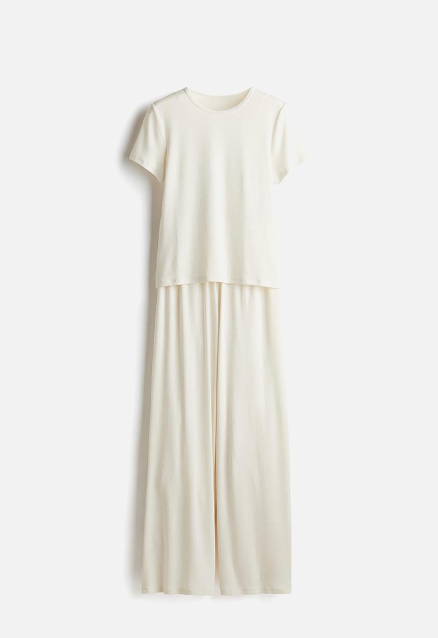 H&M - Pointelle jersey pyjamas - white