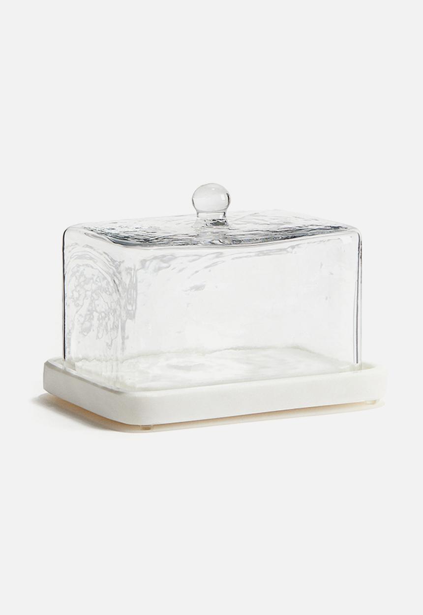 H&M - Glass-cover butter dish - white