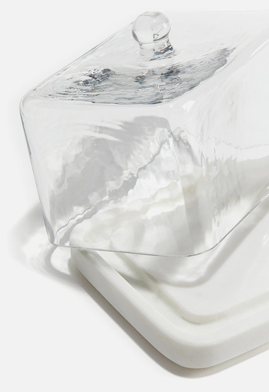H&M - Glass-cover butter dish - white