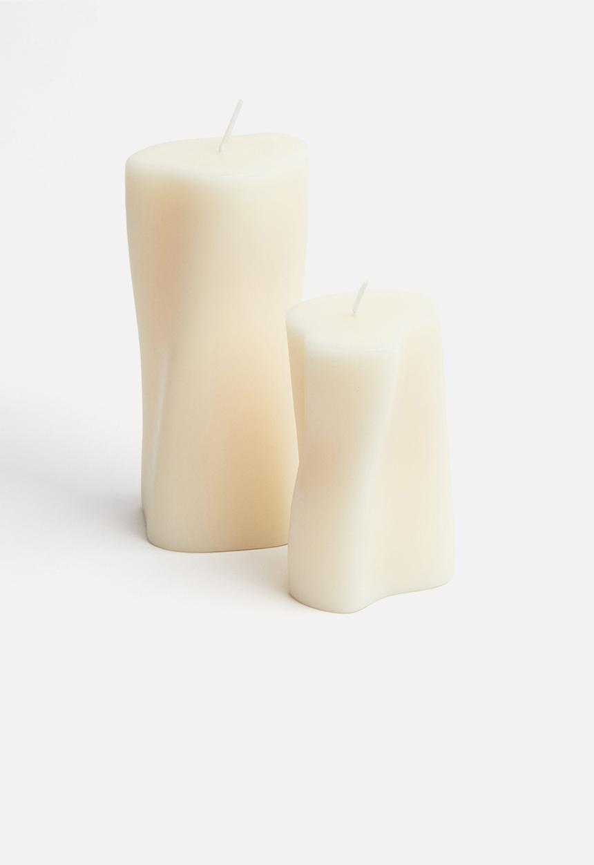 H&M - Asymmetric pillar candle - white