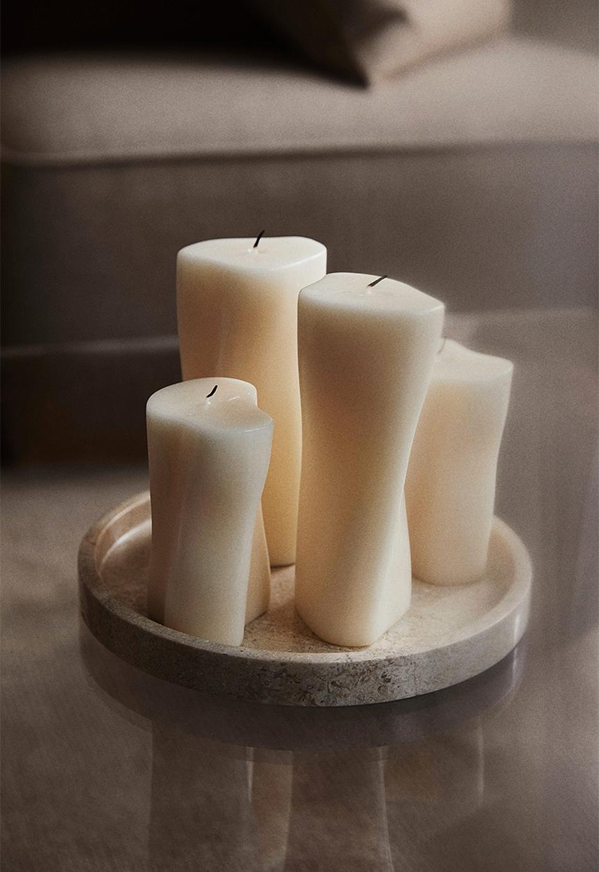 H&M - Asymmetric pillar candle - white
