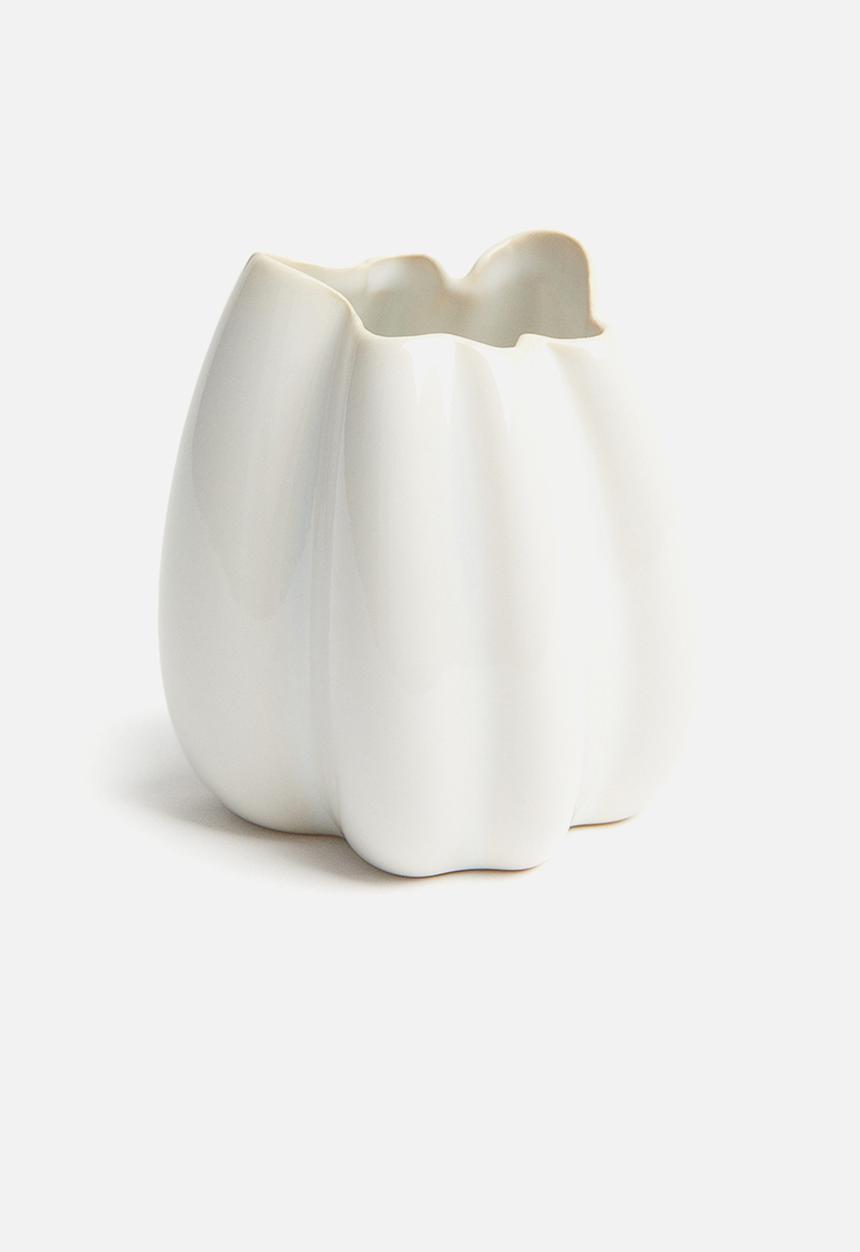 H&M - Small stoneware vase - white