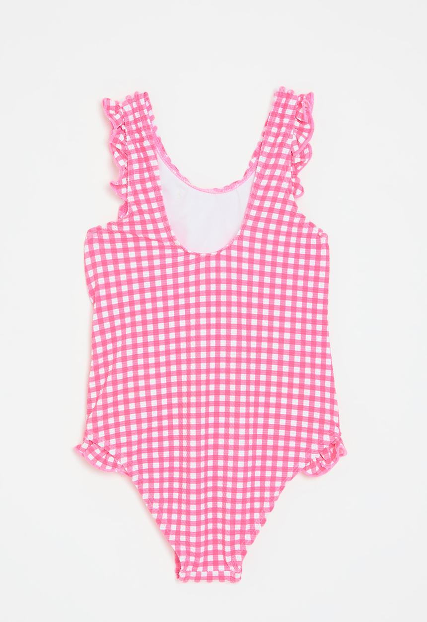 Pop Candy - Check one piece swimsuit - pink & white
