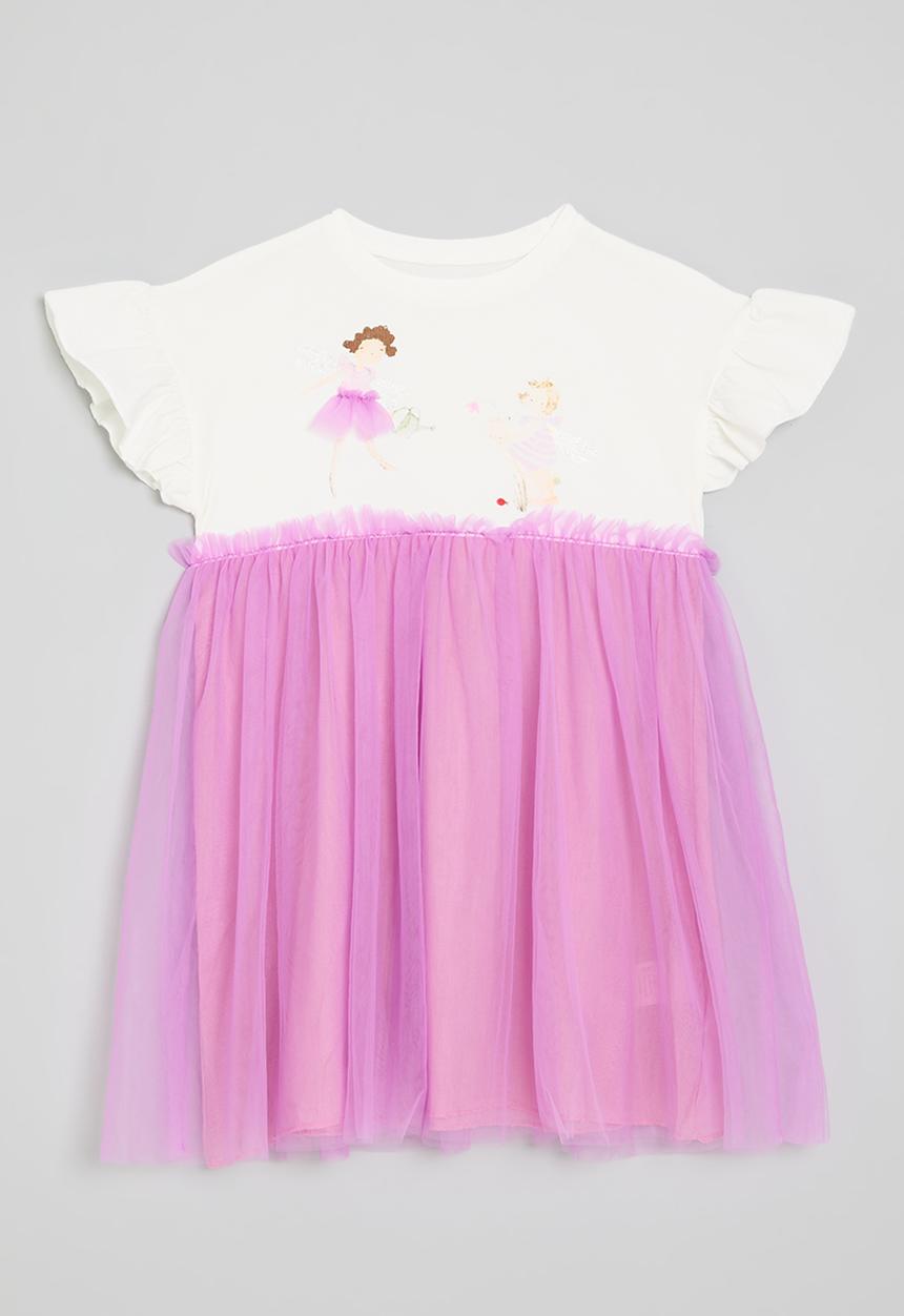 Pop Candy - Combo dress - white & purple