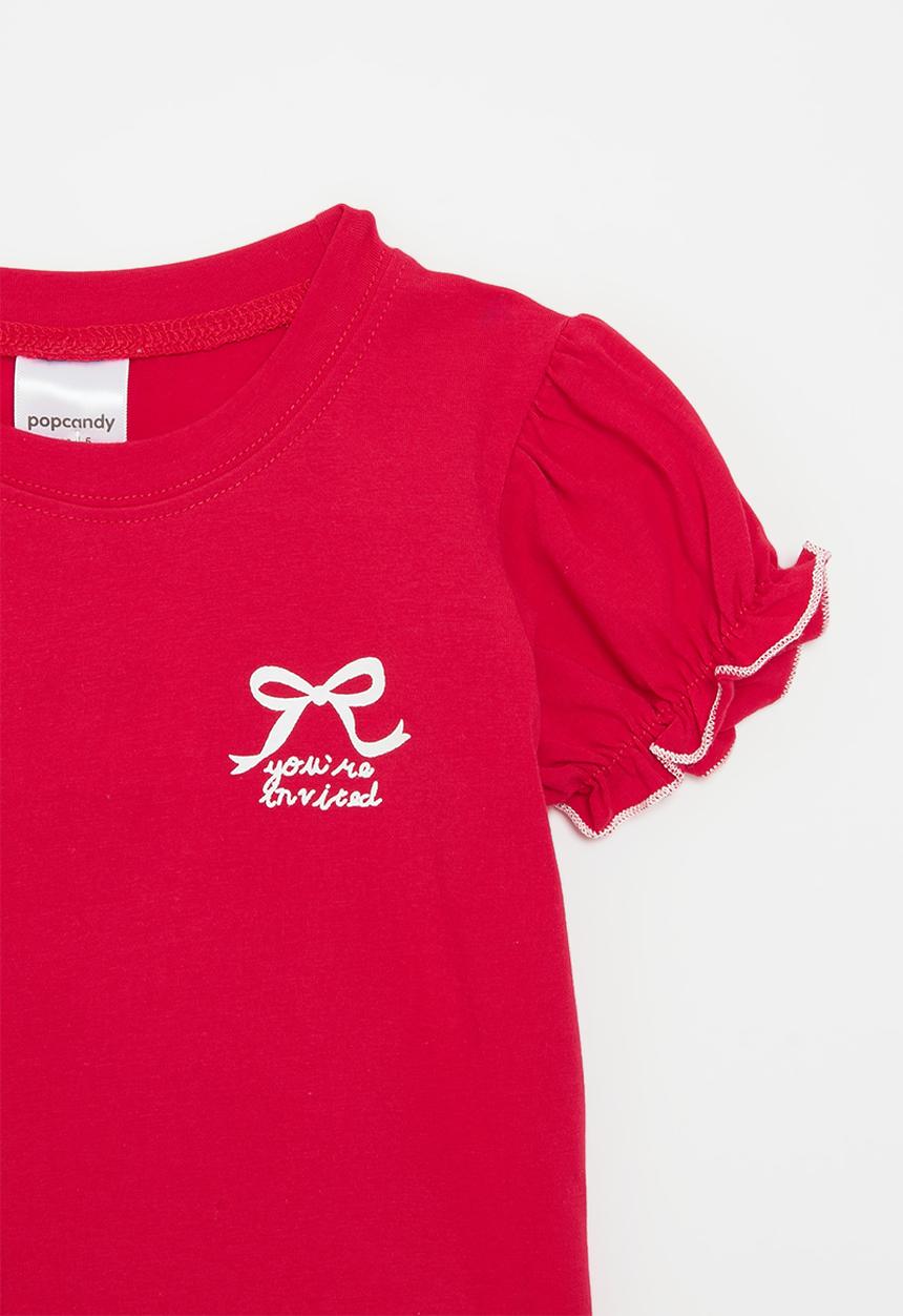 Pop Candy - Frilled hem tee - red