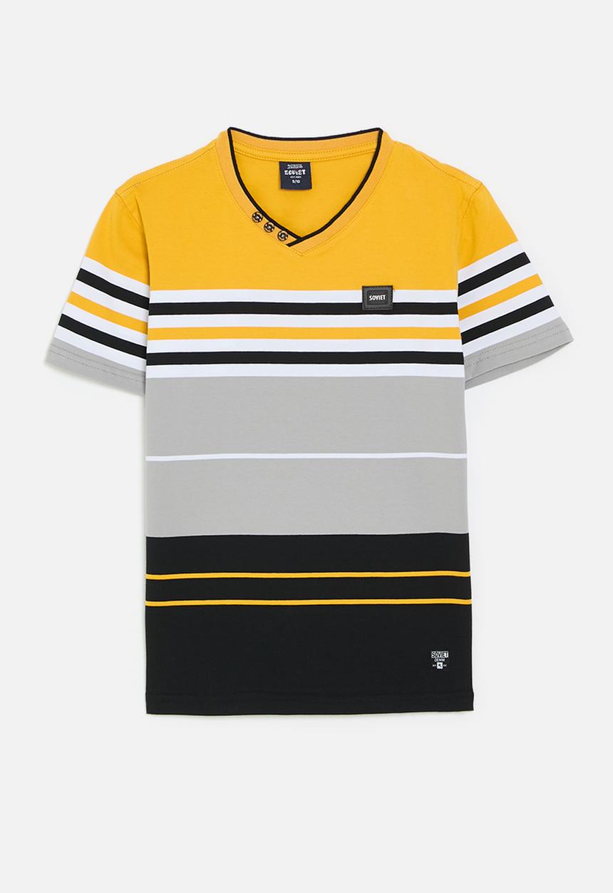 SOVIET - Boys v-neck y/dye stripe tee - new mustard