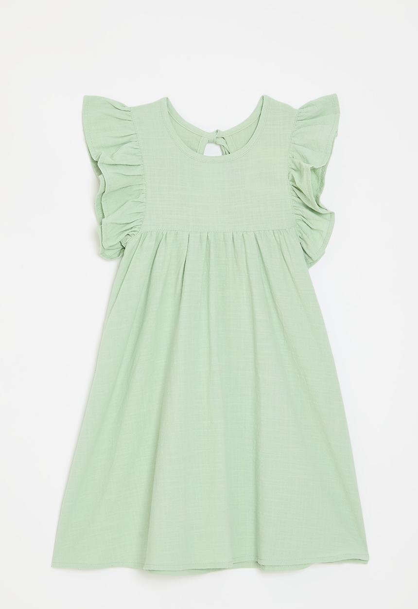 Pop Candy - Frilled sleeve dress - sage green